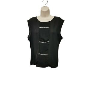 The Limited Scoop Neck Black pleated RhinestonesTop Size Large